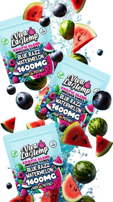Blue Razz Watermelon - Viva La Hemp Exotic Infused Cubes Gummy 1600MG - Viva La Hemp - DC LLC